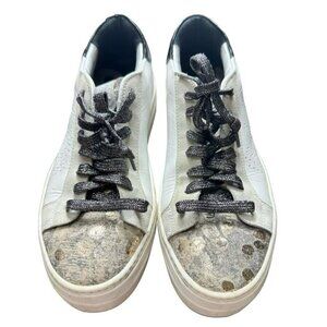 P448 Women's Sneakers You Can Surf Later Low Top White Leather Metallic 9-9.5/40